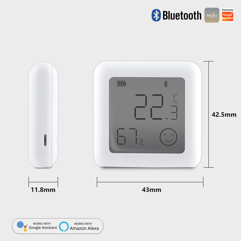 MOES Tuya Bluetooth Smart Temperature Humidity Sensor LCD Indoor Hygrometer Thermomter APP Remote Control