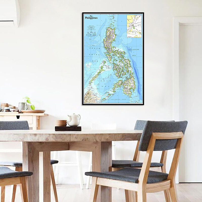42*59cm The Philippines Administrative Map 1986 Year Version Maps Wall Decorative Canvas Painting Living Room Home Decoration