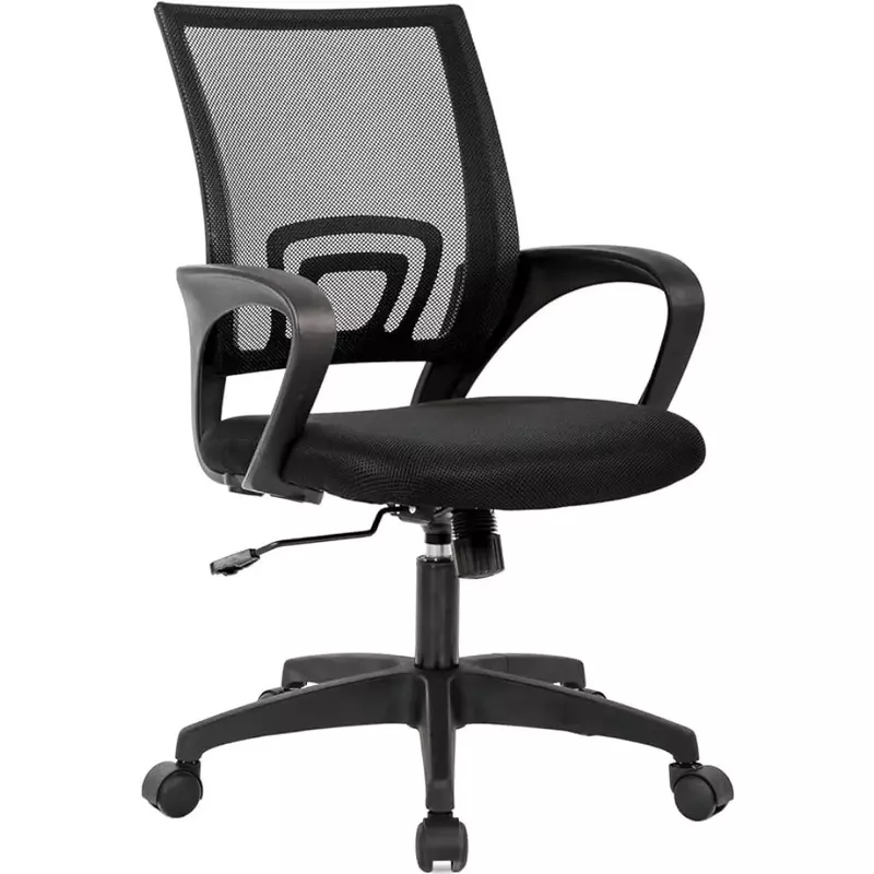 เก้าอี้สำนักงานบ้านสีดำปรับรอกหมุนได้, เก้าอี้คอมพิวเตอร์ตาข่ายพร้อมที่พักแขนรองรับเอว