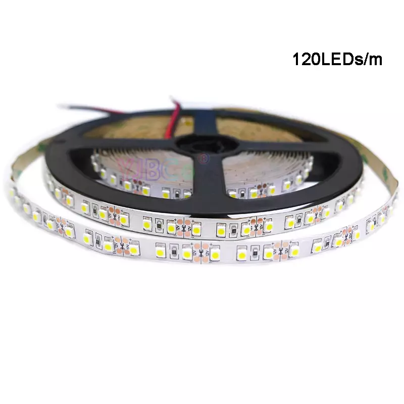 Bande lumineuse LED flexible SMD 120, barre lumineuse monochrome, blanc chaud, bleu, vert, rouge, jaune, 5m, 12V DC, 2835 diodes/m