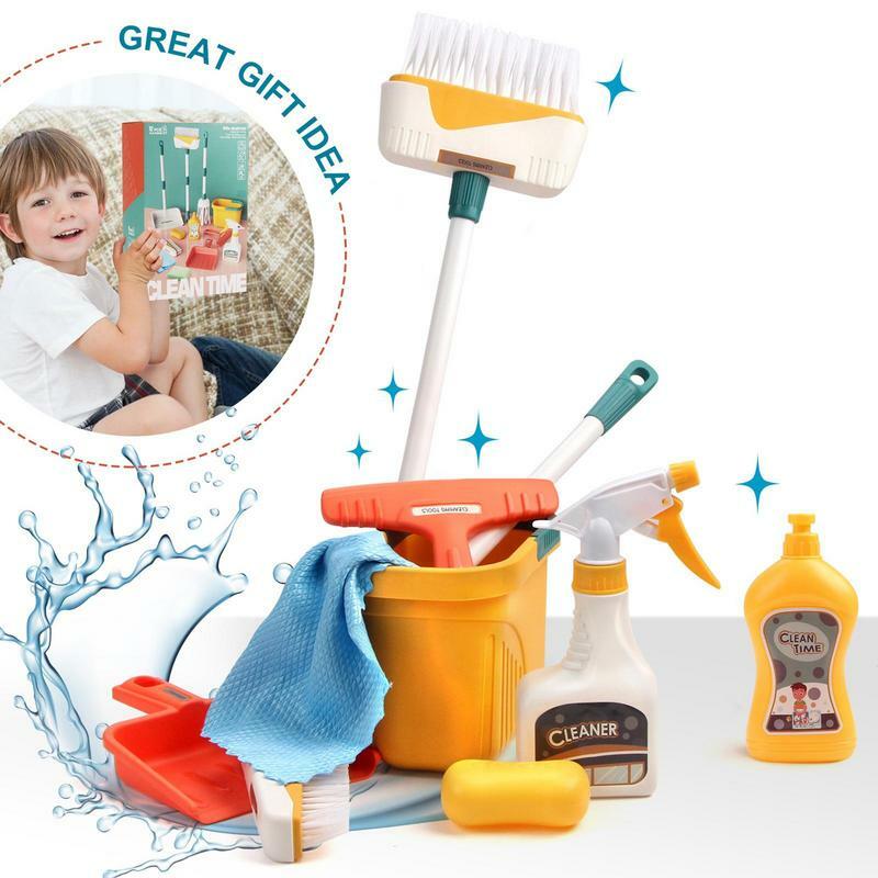 Kids 'Educational Cleaning Toy Set, Housekeeping Pretend Play, Fine Motor Chore Kit, Criança Presente de Aniversário de Natal, 12Pcs