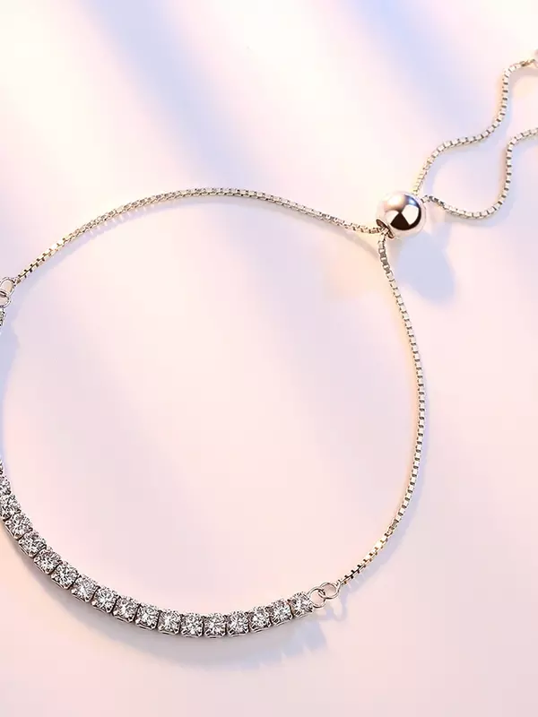 SAIYE 925 Sterling Silver Bracelet Love Elegant Zircon Tennis Crystal Chain for Women Fashion  Engagement Wedding Glam