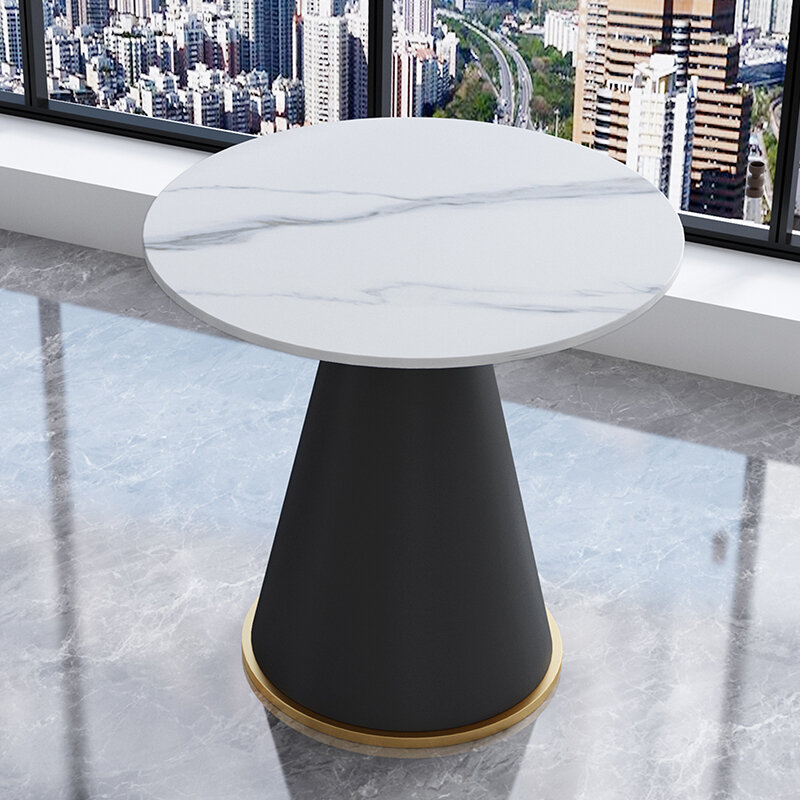 Mesa redonda de mármore para sala, mesa de pedra branca, designer de luxo, móveis modernos, sala de jantar e chá