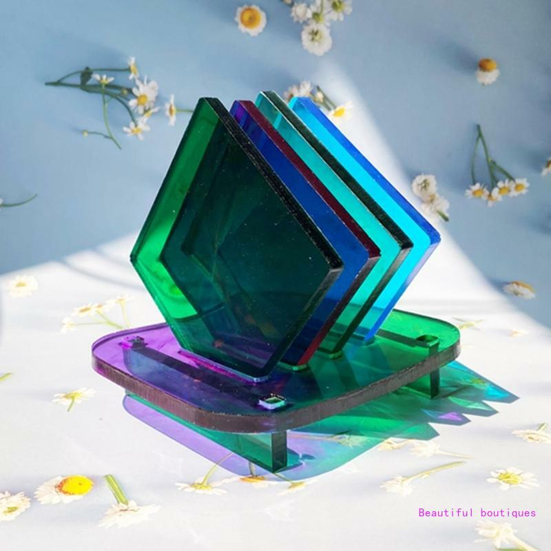 Holographic Coaster Storage Box Mold Coasters Holder Resin Mold Silicone Coaster Storage Rack Mold for DIY Crafts DropShip
