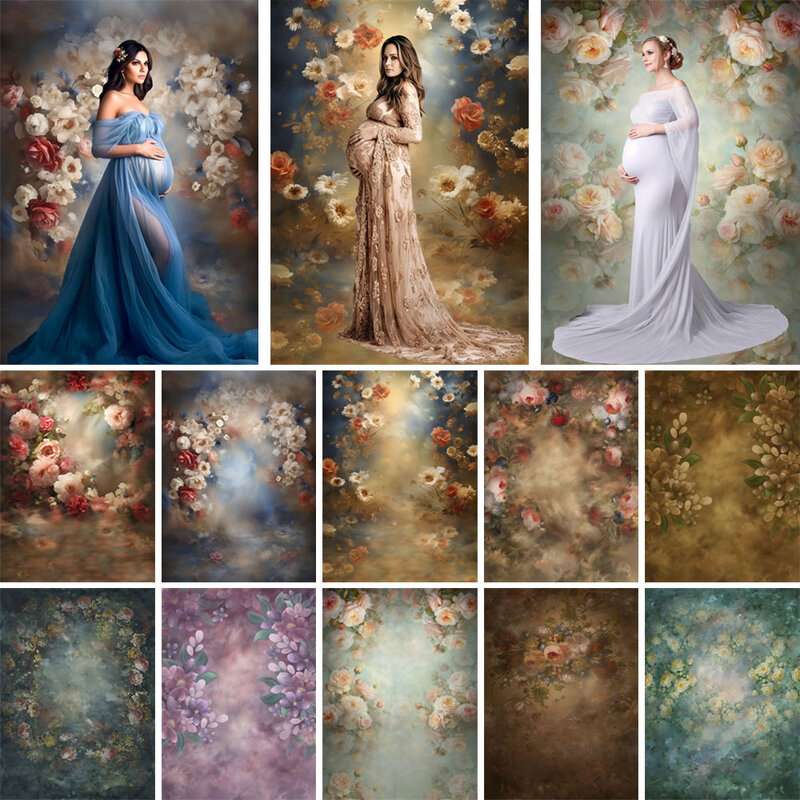 Abstract Flowers Photography Backdrop Floral Old Master Photocall Maternity Portrait Birthday Background Photo Studio Decoration