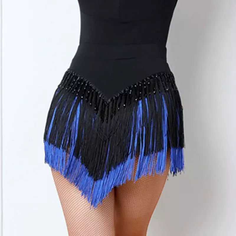 Falda de baile latino con flecos para adultos, ropa de práctica de ChaCha, 2 colores, Samba, Rumba, 2024
