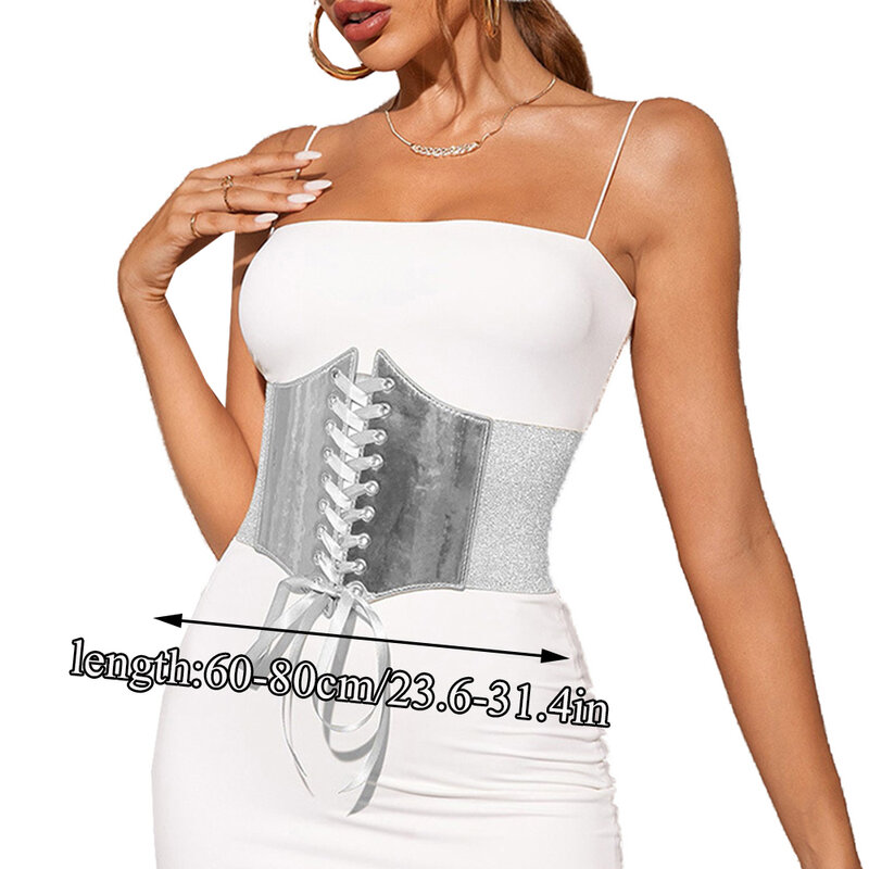 Cinture a corsetto larghe elastiche dorate per le donne cintura modellante dimagrante in pelle cintura attillata a vita alta elasticizzata Cummerbunds