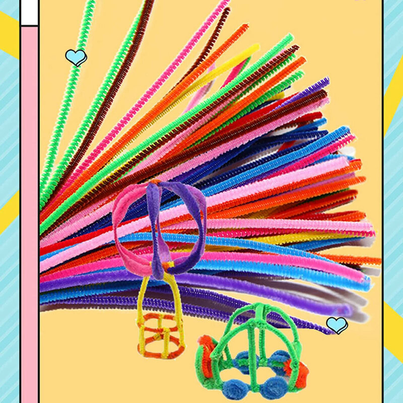 100PCS 12 Inch Craft Supplies For For Kids Pipe Cleaners Glitter Pipe Cleaners Crafts DIY Toys For Kids Educational