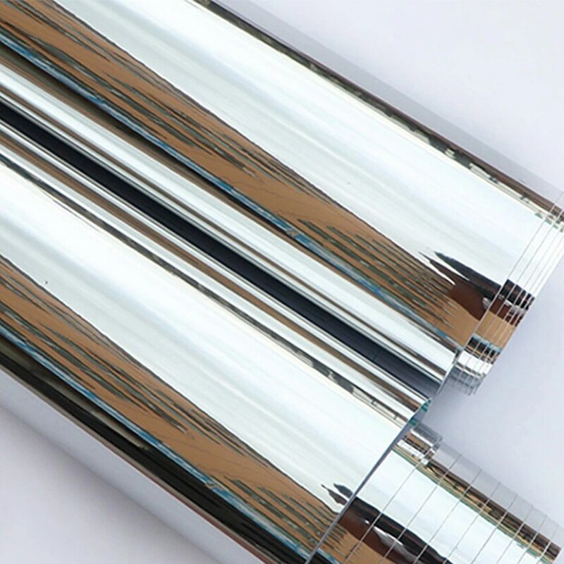 Pvc Geborsteld Goud Muur Papier Spiegel Waterdichte Aluminiumfolie Sticker Zilver Zelfklevend Behang Diy Meubels Renovatie Film