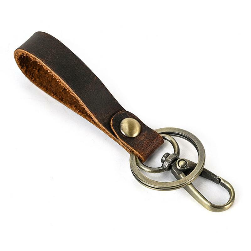 Kunci mobil rantai kulit PU gantungan kunci Retro gantungan kunci portabel untuk ponsel tas sekolah Dompet