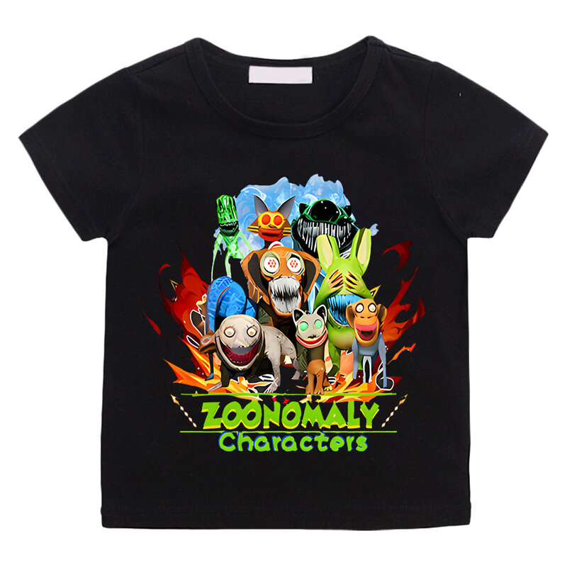 Zoonomaly kaus sablon kartun, baju katun lengan pendek bercetak grafis lucu musim panas untuk anak laki-laki dan perempuan