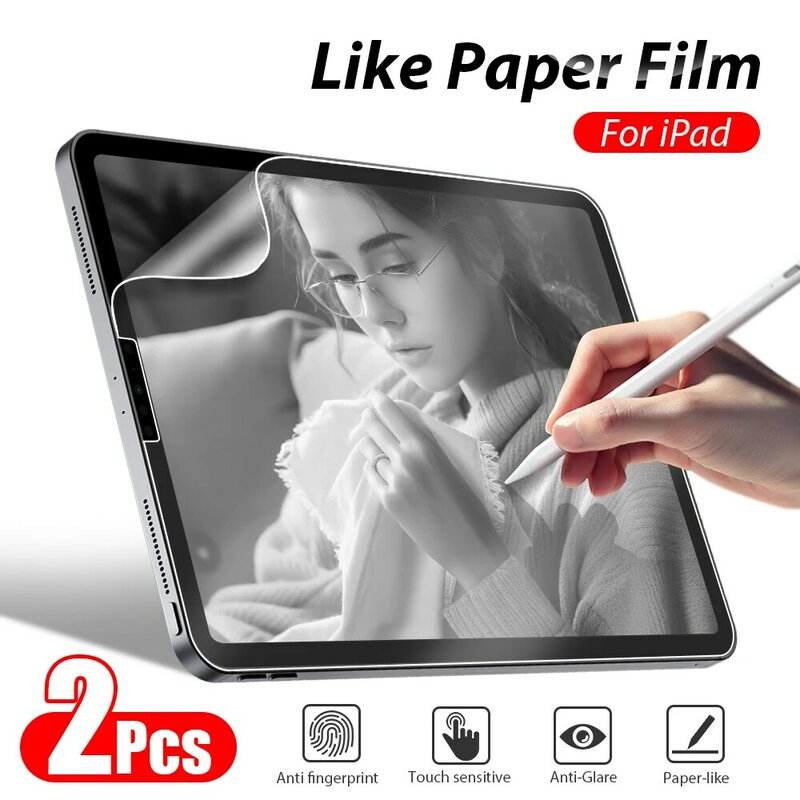 Matte Paper Film Protector de Tela para iPad, Pro 13, 11, M4, M2, 12.9, 6th, 12, 9, 9th, 10th Generation, Air 5, 4, 3, Mini 6, 10,2