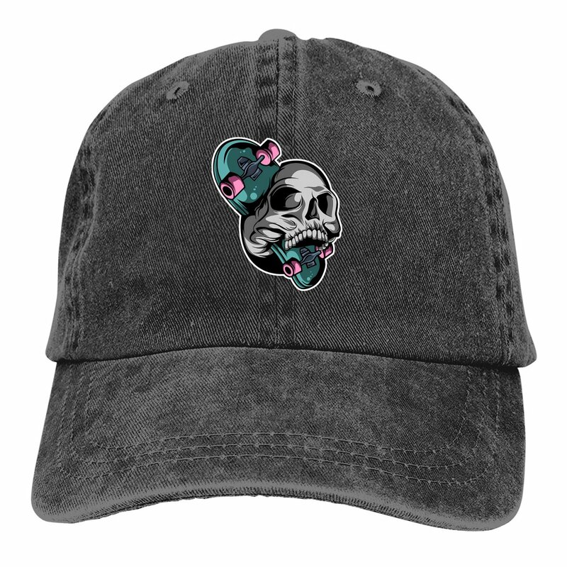 Sombreros de Skateboard con visera para mujer, gorra de béisbol, Skull, Skull, Skateboard, Color puro