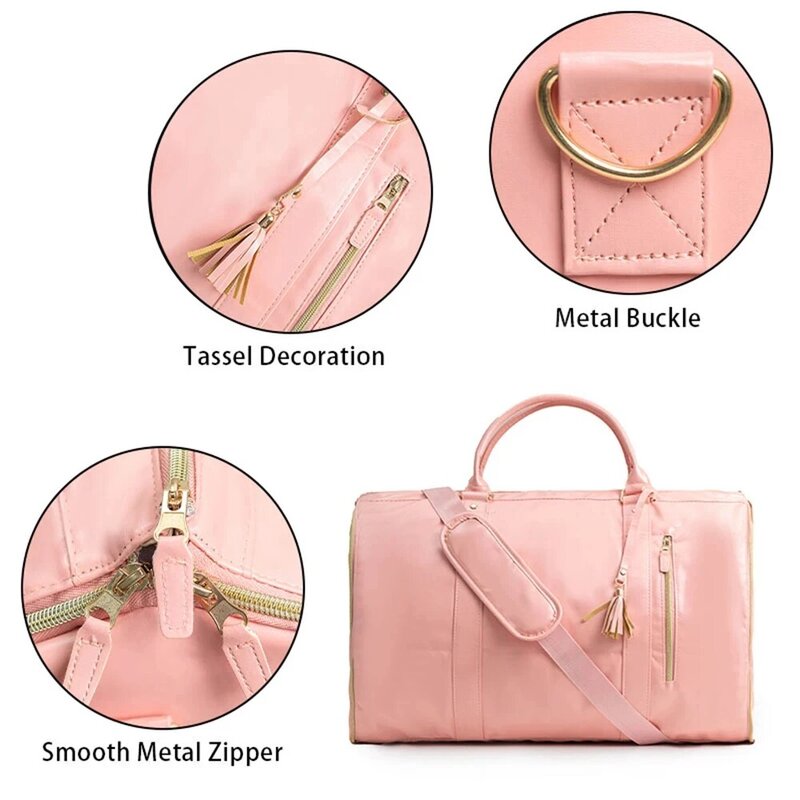 Buylor-Large Capacity Foldable Travel Duffle Bag para mulheres, bolsa impermeável, bolsa de fitness ao ar livre com bolsa de sapatos, sacos de terno, 2pcs