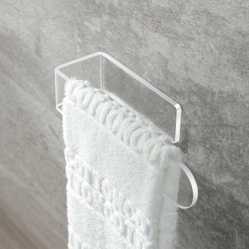 Toallero autoadhesivo de acrílico para baño, barra de toalla montada en la pared, ganchos para bata, soporte para cepillo de papel higiénico y jabón
