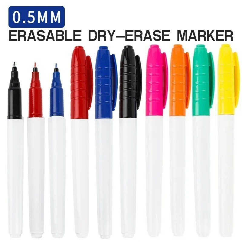 Ultra Fine Tip Whiteboard Markers, Dry Erase Markers, apagável, escola, escritório, planejamento, quadro branco, 0,5mm, 12 cores por conjunto