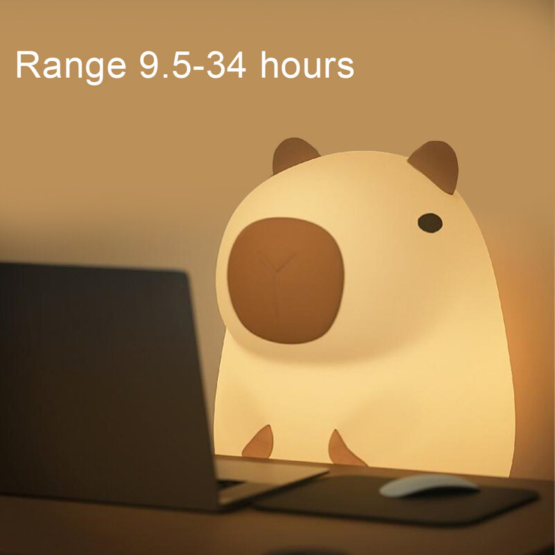 Lampu malam silikon lucu Capybara hadiah, lampu malam anak-anak lampu tidur hewan isi ulang daya USB sentuh samping tempat tidur lampu fungsi waktu