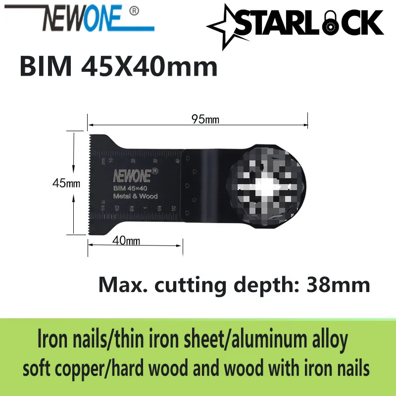 Lâminas de serra NEWONE compatíveis com STARLOCK BIM45X40mm, lâminas de serra, ferramentas oscilantes elétricas, corte de metal, remover tapetes, unhas e muito mais