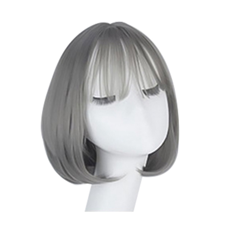 Perruque Bob Bobo avec frange pour femmes, perruque courte d'aspect naturel, perruque courte pour 03/Korea Vervoltage Grey