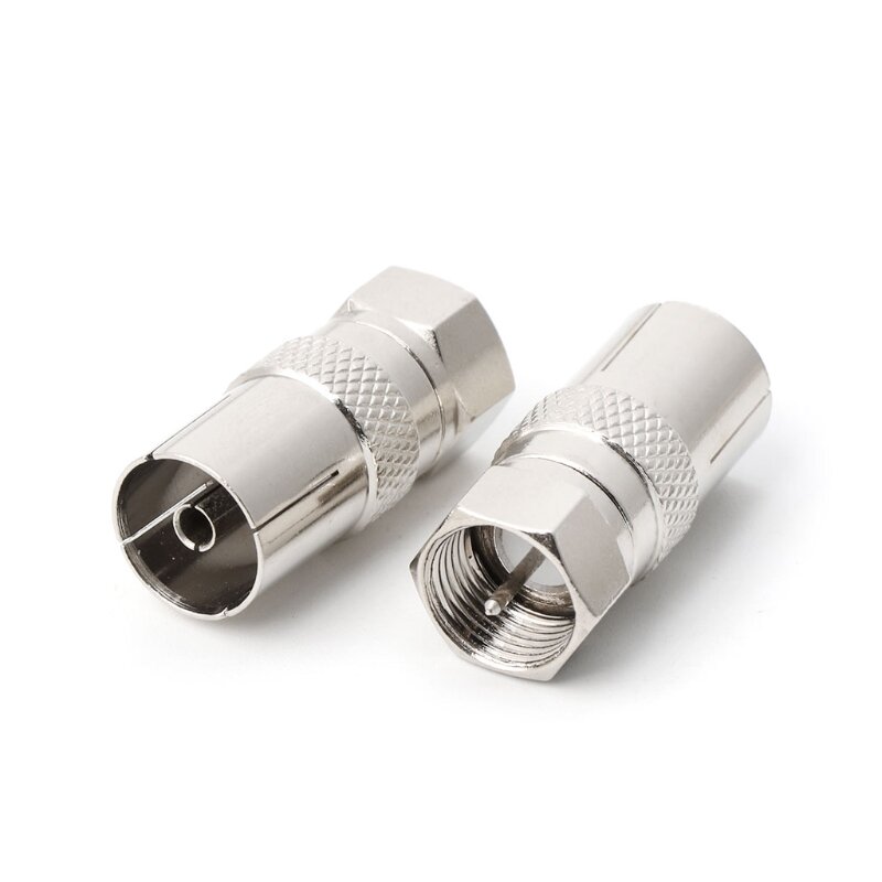 2Pcs F Type Male Plug Connector Socket to RF Coax TV Aerial Female RF Adapters DropShipping