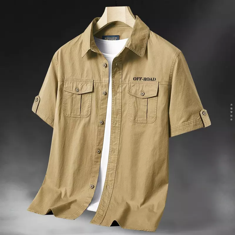 2024 Summer New Shirt SHORT Sleeved Men's Lightweight and Breathable Mountaineering Camping Lapel Top Outdoor Men's T-shirt