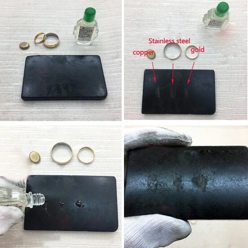 Kit de prueba de ácido práctico, juego de herramientas de joyería con piedra táctil, plata, platino y oro