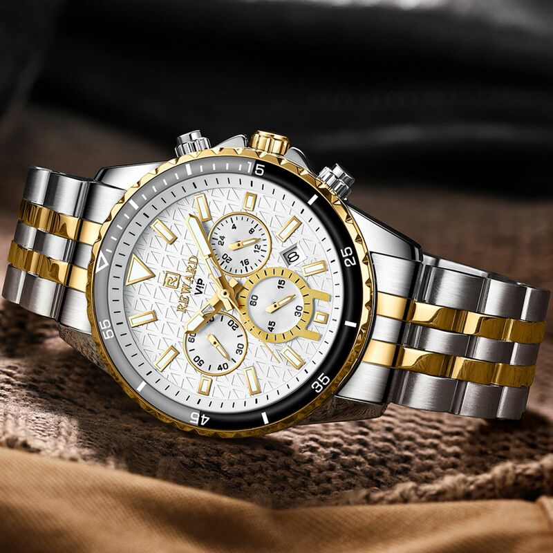 New REWARD Business Quartz Watch Men Multi-functional Waterproof Wristwatch High Quality Gift for Male