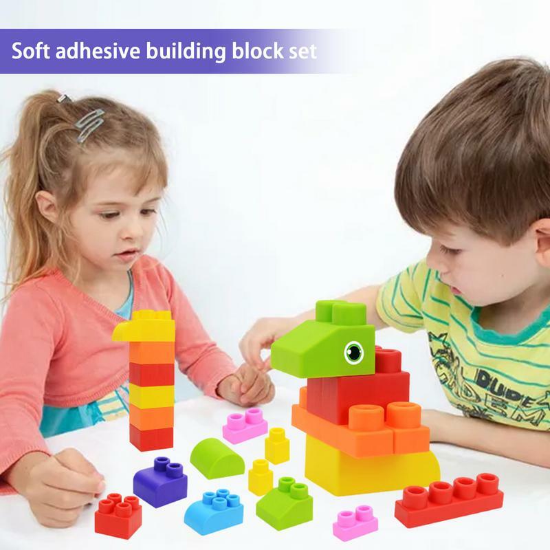 Set di blocchi di costruzione morbidi Set di giocattoli da costruzione impilabili morbidi Set di grandi giocattoli da costruzione per bambini dai 1 ai 3 anni regalo di compleanno