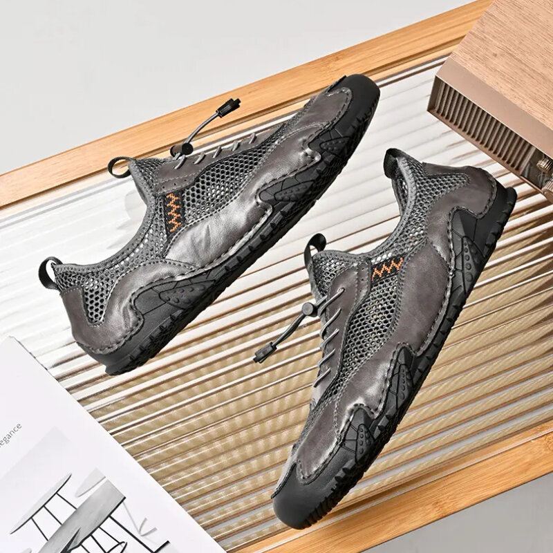 Summer Mesh Men's Shoes Breathable Comfortable Sneakers Lightweight Soft Sole Flats Non-slip Driving Walking Slip on Loafers
