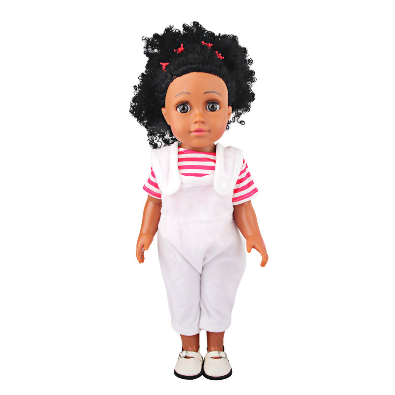 Одежда для кукол, футболка в полоску + комбинезоны, костюм для американской 18-дюймовой девочки, комбинезон для кукол, комплект одежды для ребенка 43 см, подарок для новорожденного