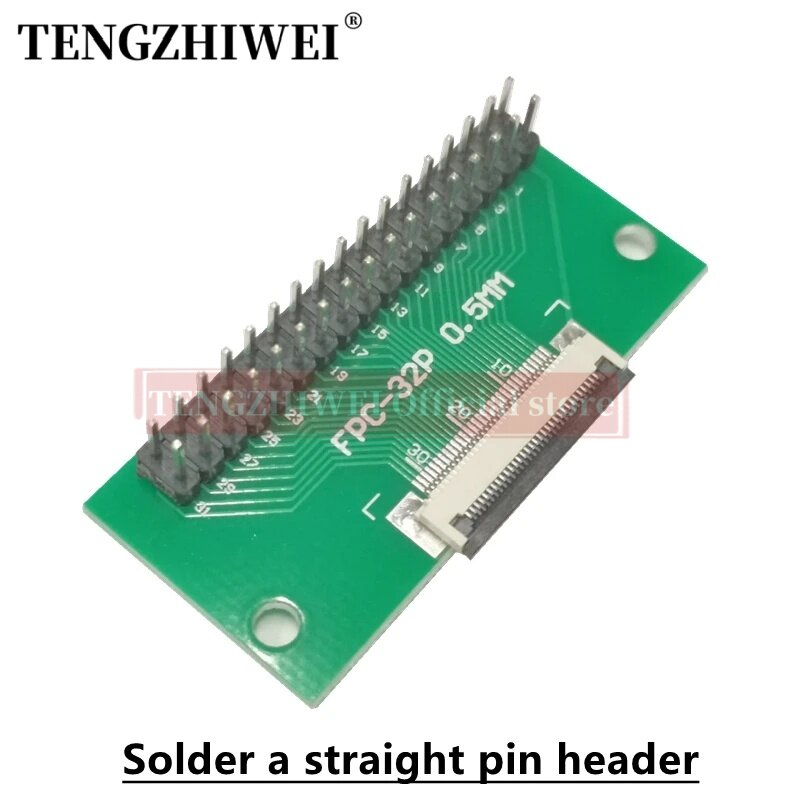2PCS FFC/FPC adapter board 0.5MM-32P to 2.54MM welded 0.5MM-32P flip-top connector Welded straight and bent pin headers