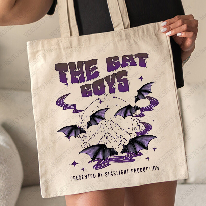 Acotar The Bat Boys Pattern Tote Bag Canvas Shoulder Bag for Band Lover Women's Reusable Shopping Bag Illyrians Warriors