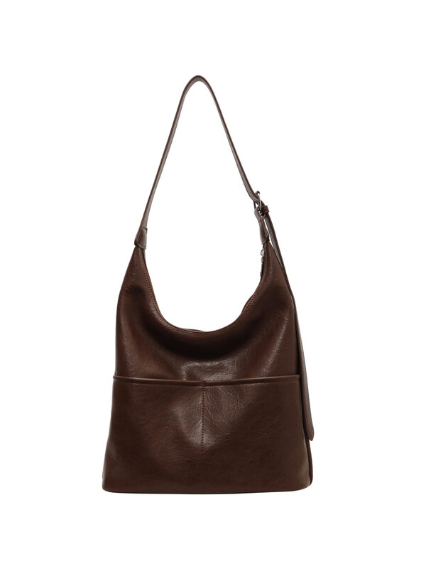 Вместительная женская сумка-тоут, трендовая дорожная сумка-шоппер для покупок на подмышках, однотонная Повседневная сумка через плечо, 2024