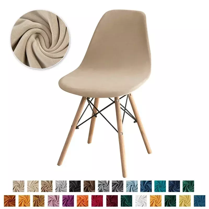 Veludo Shell Cadeira Covers, escandinavo Assentos Slipcover, estiramento sem braços Jantar Cadeiras Protector, Elastic Slipcovers Assento, lavável