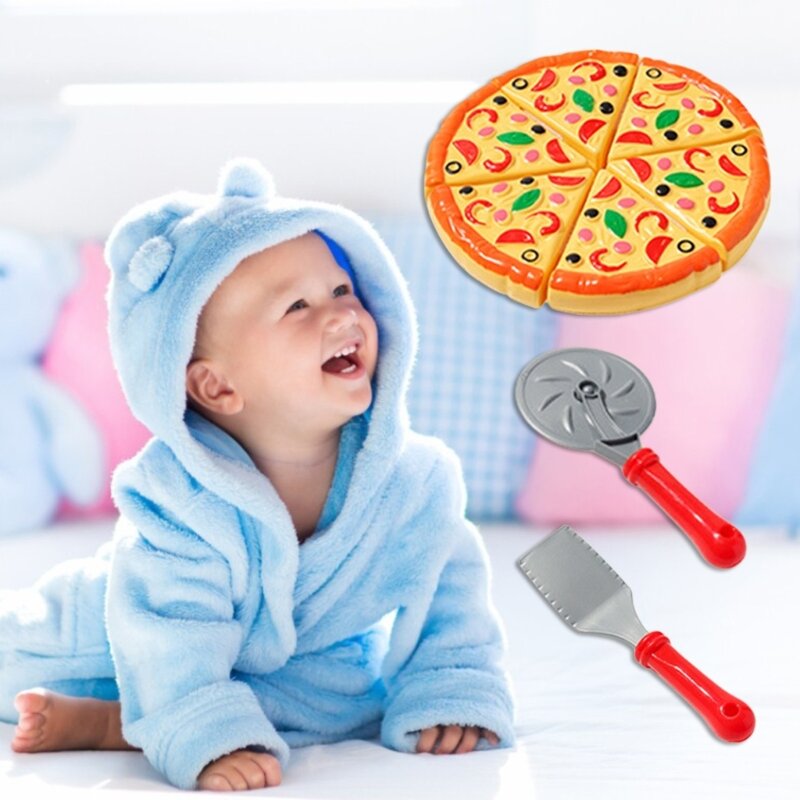 HUYU Kinderküche Pizza-Schneid-Spielset, Spielzeug-Lebensmittel-Schneid-Pizzaschneider-Rad
