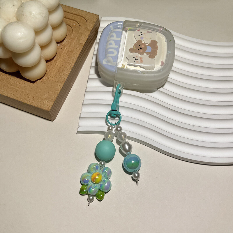 Acrylic Colourful Flower Pearl Keychain For Women Girls Keyring Pendants For Car Keyholder Handbag Decor Diy Jewelry Gifts