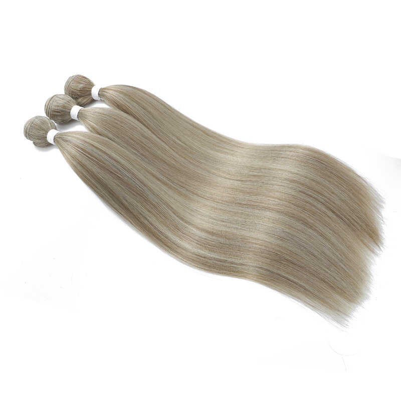 Paquetes de cabello lacio de fibra Premium, extensiones de cabello lacio sintético, cortinas de tejido de cabello súper largo, completo a extremo