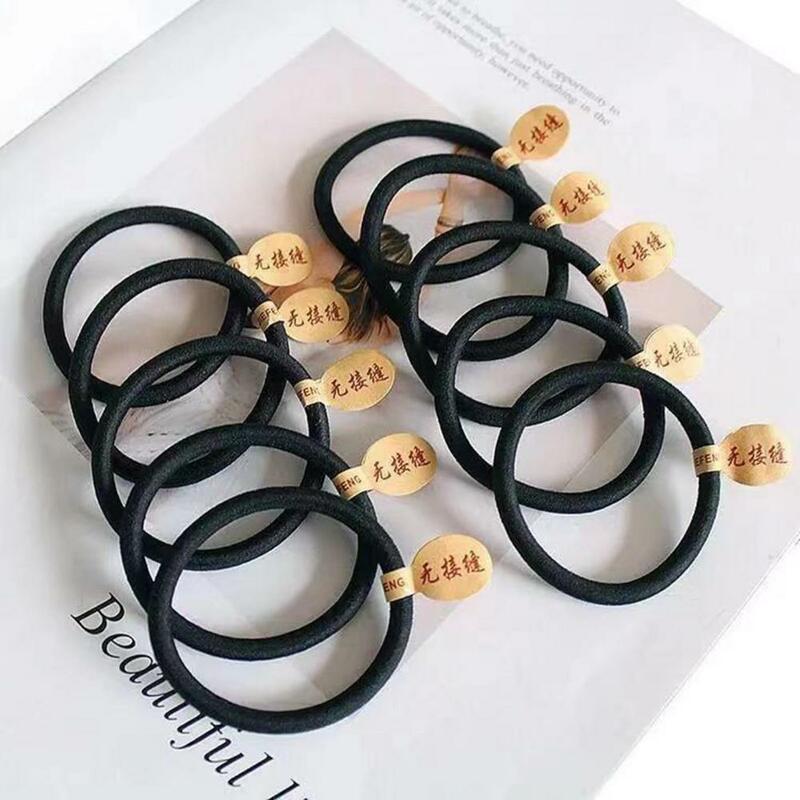 Hair Band Practical Anti-slip Ponytail Holder Black Color Women Thin Thick Hair Rope for Daily Wear
