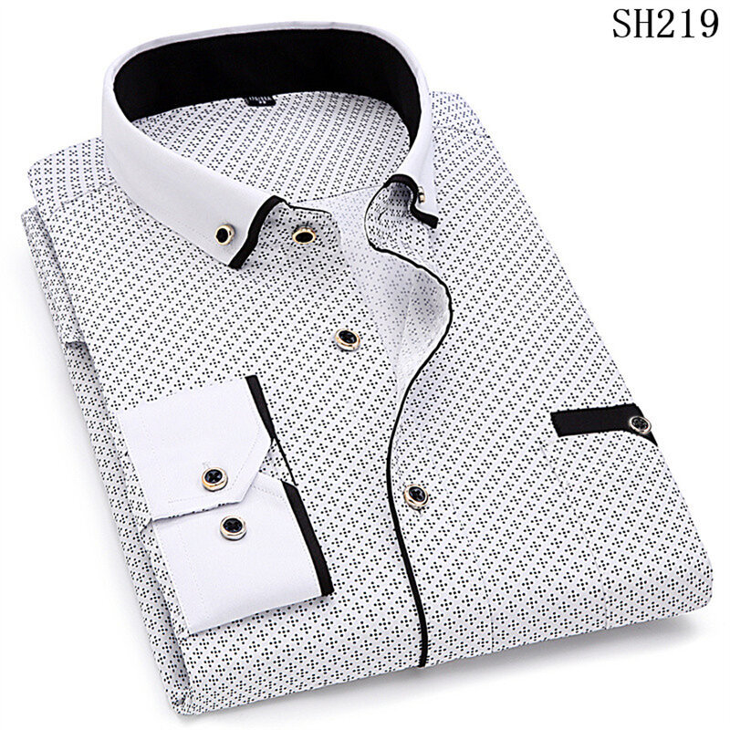 2024 neue bedruckte Männer hemden Langarm Social Business Kleid Hemd lässig Slim Fit Mann Kleidung Button-Down-Büro tragen 5xl