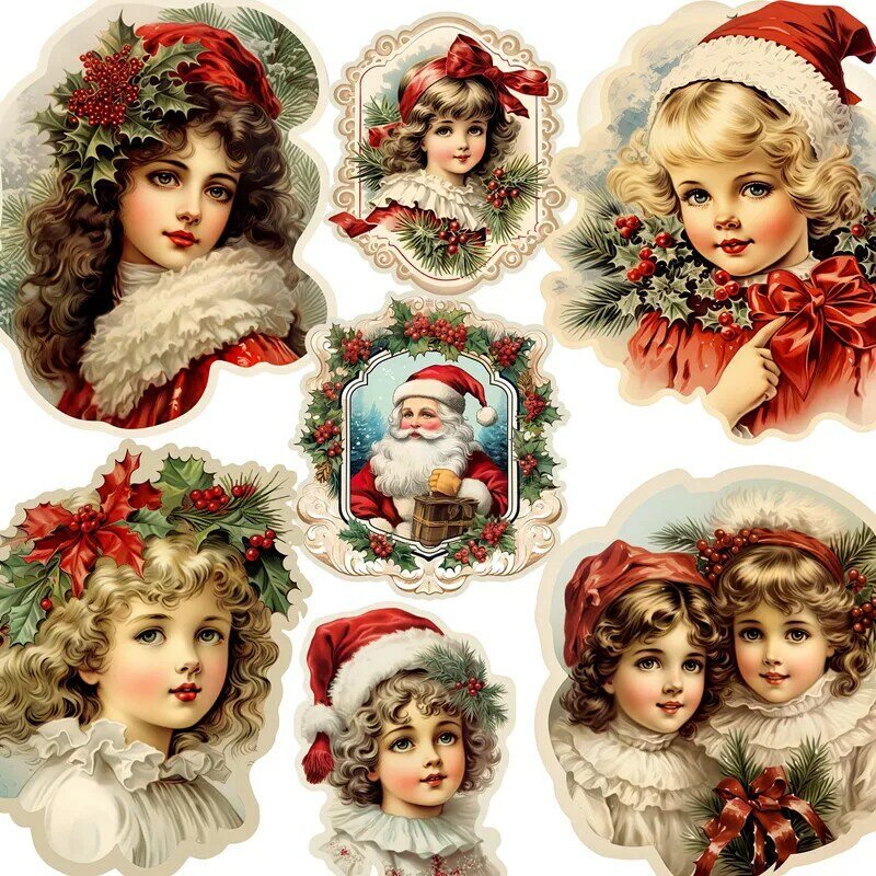 Pegatinas decorativas Vintage de Navidad para niños, álbum de recortes artesanal, diario de chatarra, 20 unids/lote por paquete