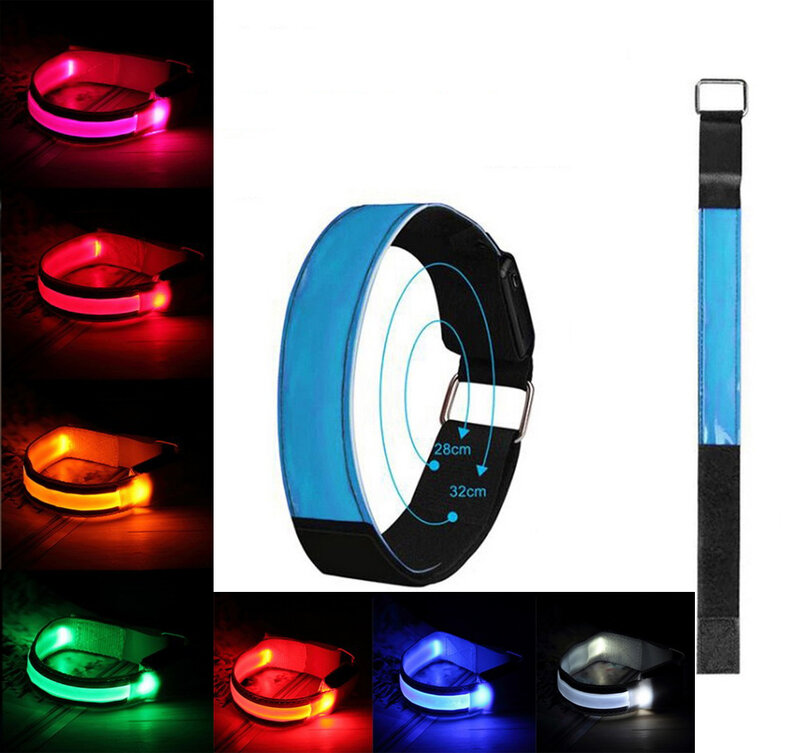 Lampe de bras avec LED pour le Jogging de nuit, réflecteur d'avertissement de sécurité, batterie/chargeur USB