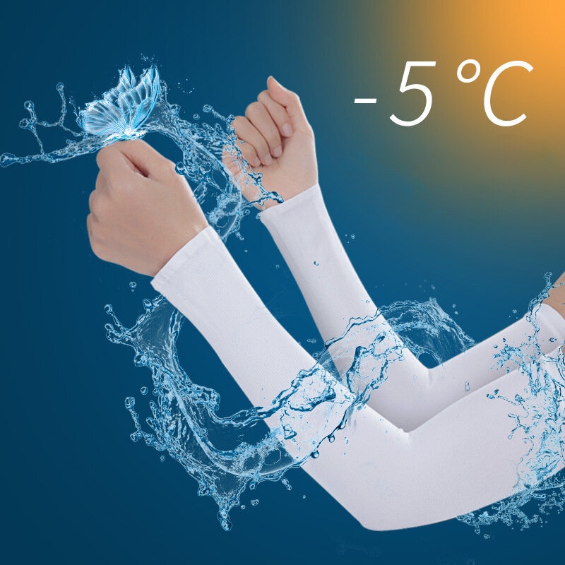 Rękawy naramienne słoneczna UV kobiety mężczyźni jeżdżą na rowerze rękawiczki bez palców fajne mufki letnie lodowy jedwab elastyczne ramię pokrowiec chroniący przed oparzeniami słonecznymi