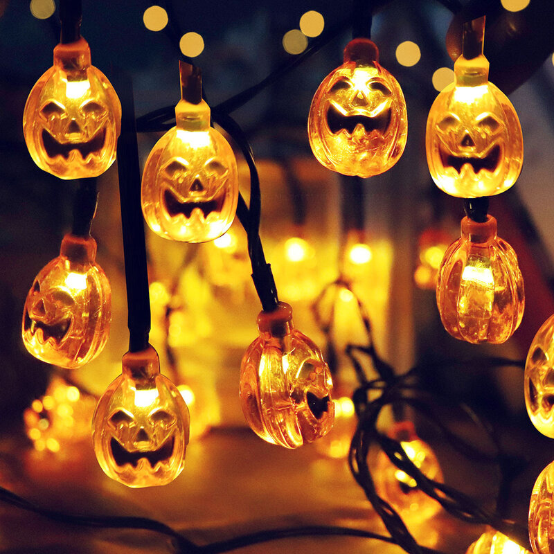 5m 20LED Halloween lampy słoneczne na zewnątrz doprowadziły światła ciąg 5 stylów Happy Haloween artykuły dekoracyjne na imprezę lampy