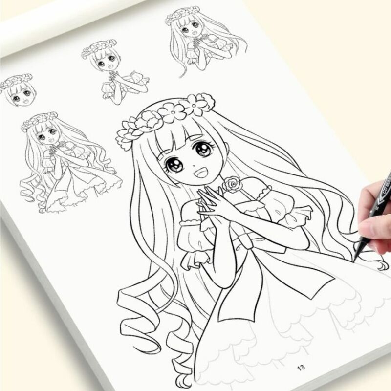 Novato Zero Quadrinhos Básicos Hand Drawn Tutorial Livro, Aprendendo, Estudando Anime, Livro de Desenho para Meninas e Menino, Art Tracing Sketch
