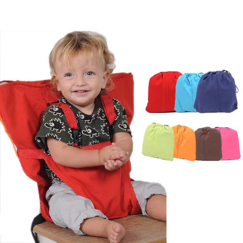 Przenośna fotelik dla dziecka torba na krzesło do jadalni dla niemowląt fotelik ochronny dla niemowląt z paskiem składany kolor dla dzieci do karmienia wysokiego krzesełka