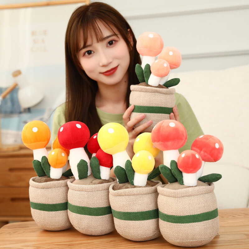 25-35cm Cute Plants Series Plush Toy Lifelike Tulip Mushroom Bluebell Flowers Dolls Stuffed Soft Kids Toys Kawaii Room Decor