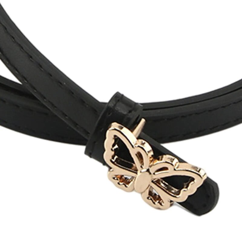 Cinturón elástico con botones de mariposa para vestidos, cintura elegante, informal