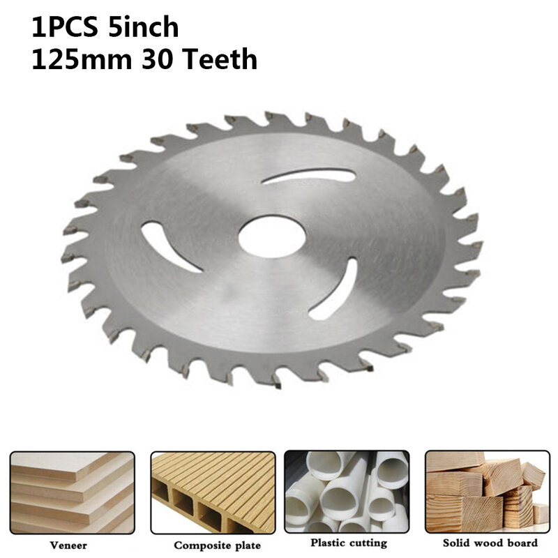 Mini hoja de sierra Circular de 5 pulgadas y 125mm, disco de corte de madera de 30 dientes para tablero compuesto de madera maciza, herramientas de corte de Metal y plástico