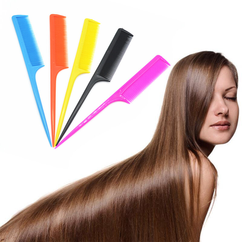 Peine de cola de pelo profesional para peluquería Unisex, herramienta de peinado de salón de belleza con pinchos de plástico, al azar, 1 piezas