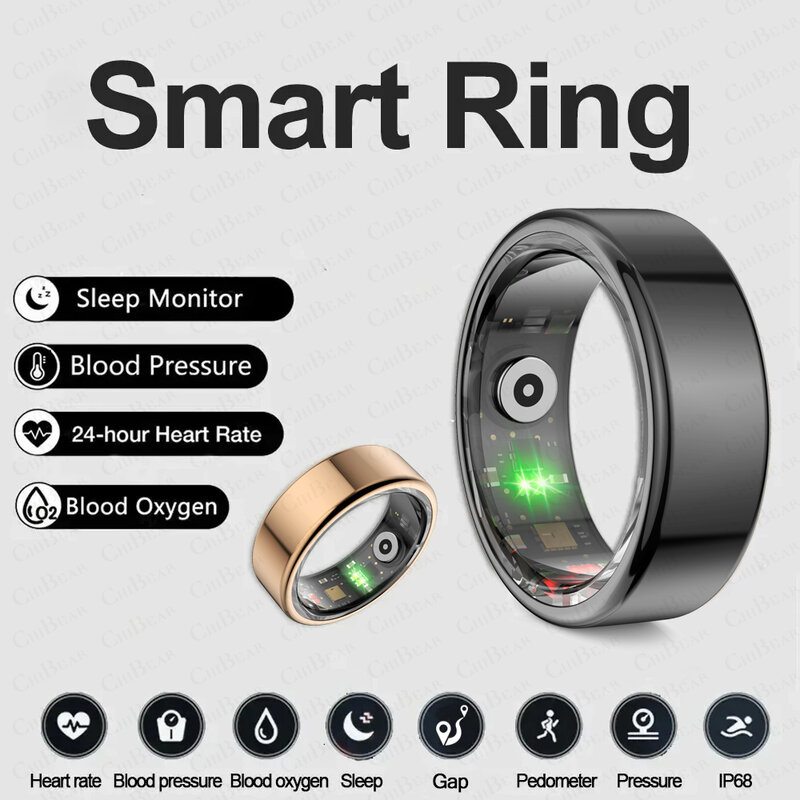 For Huawei Xiaomi New Smart Ring 3AMT Waterproof Sports Fitness Tracker Titanium Ring Health Monitoring Bluetooth Smart Ring Men